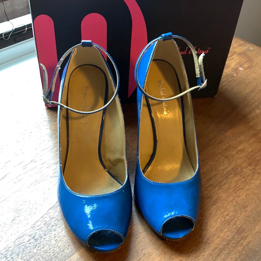 Michael Antonio Artistic Wedge Cobalt Heels Sz 8M